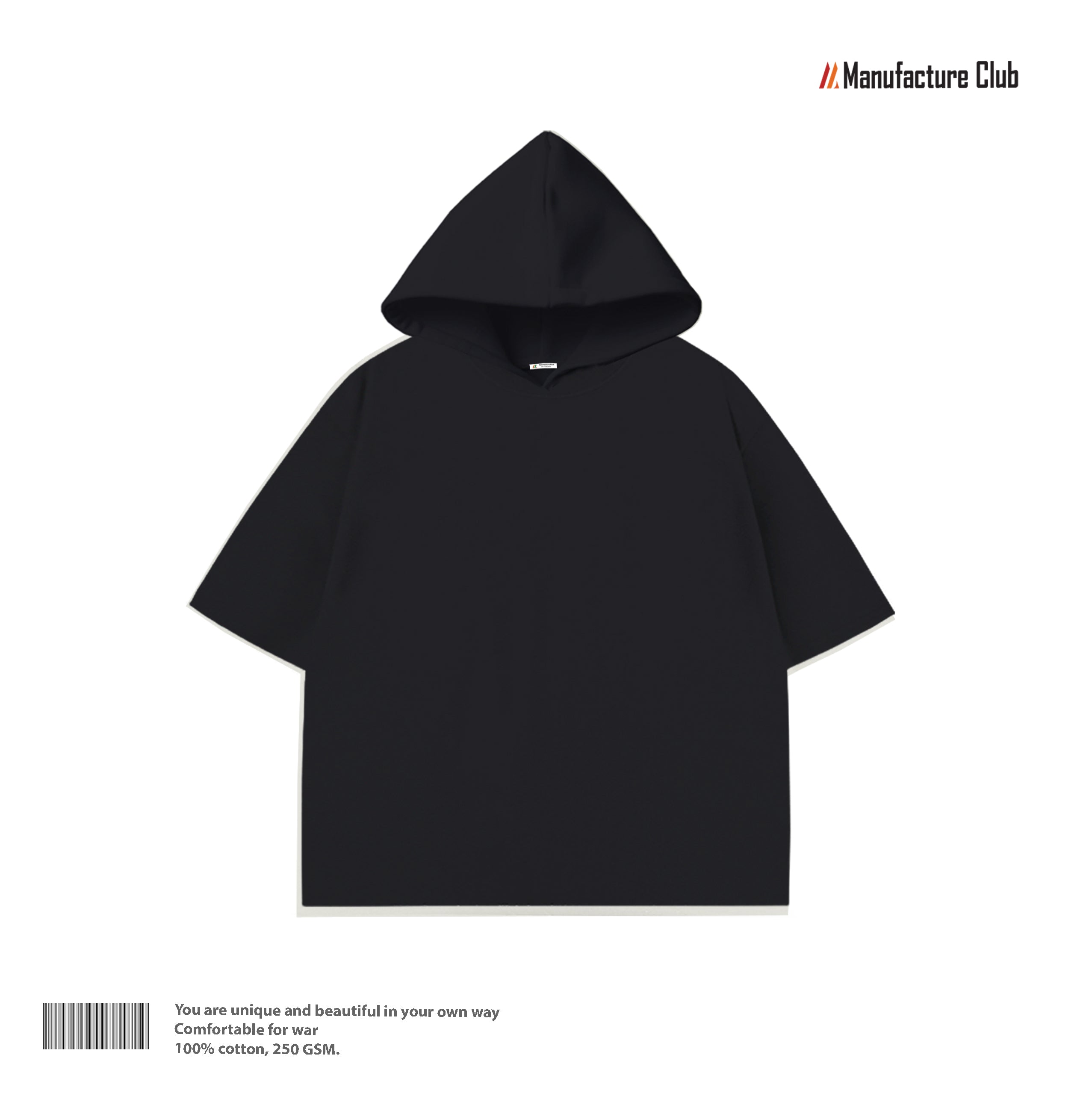 HALF HOODIE  / ESSENTIAL BLACK