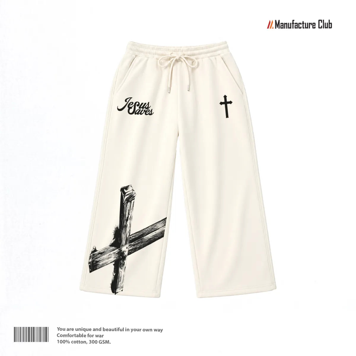 SWEATPANTS / JESUS SAVES: WOODEN CROSS