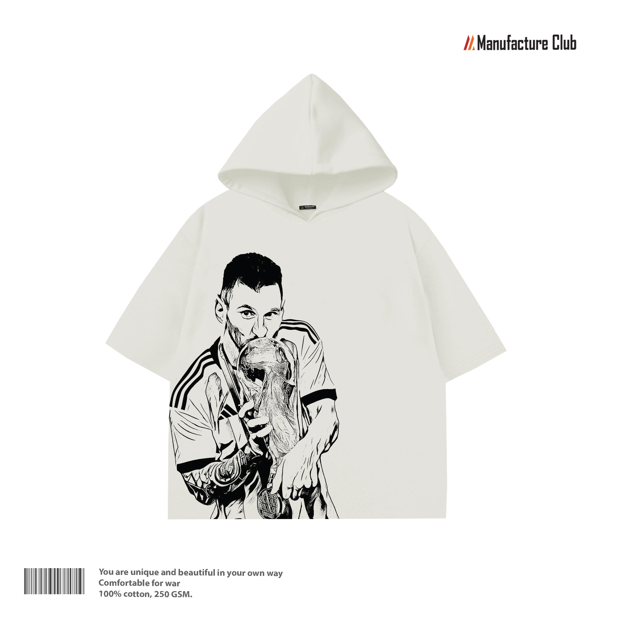 HALF HOODIE / MESSI TROPHY KISS LINE-ART