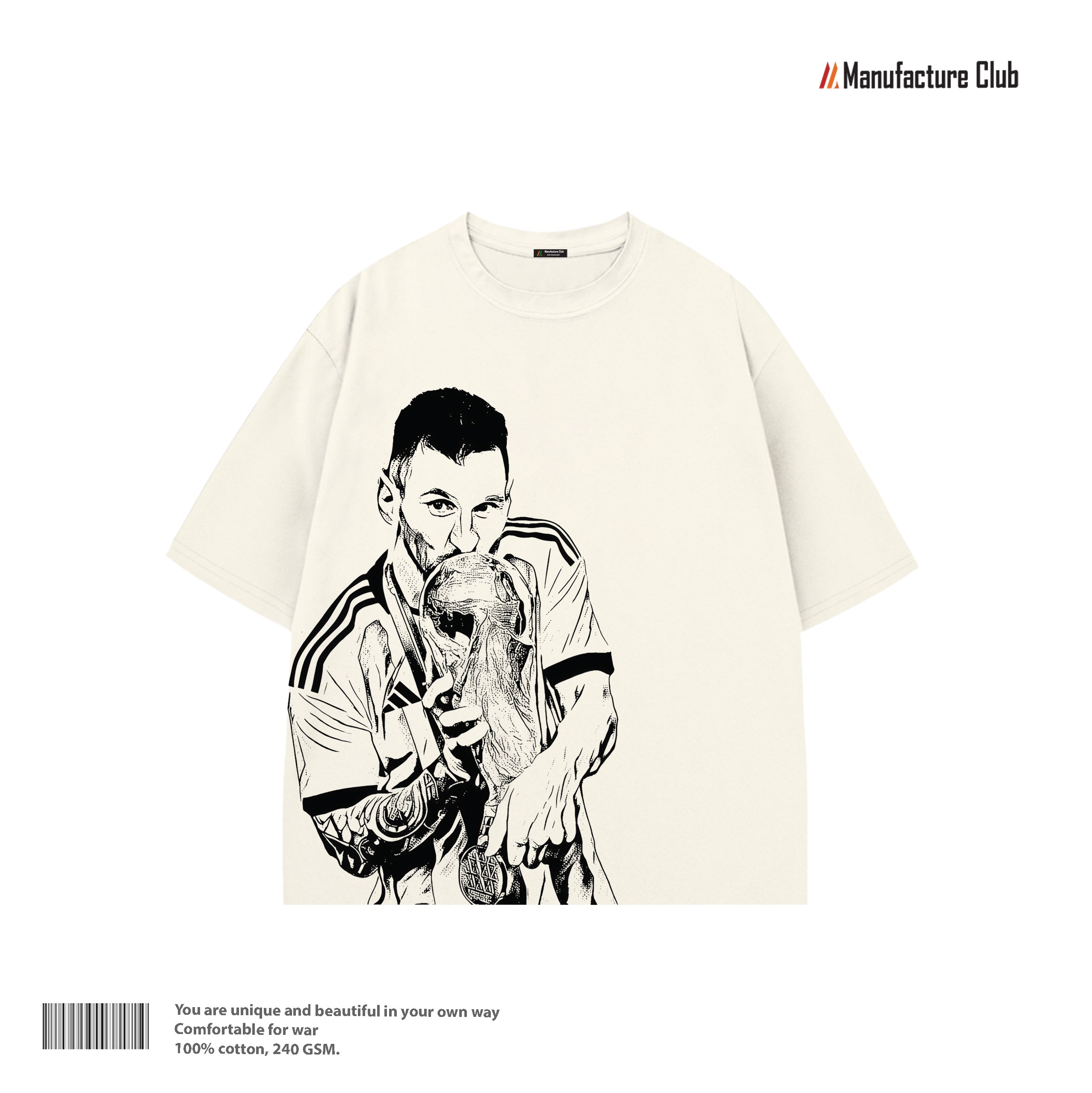 T-SHIRT / MESSI TROPHY KISS LINE-ART