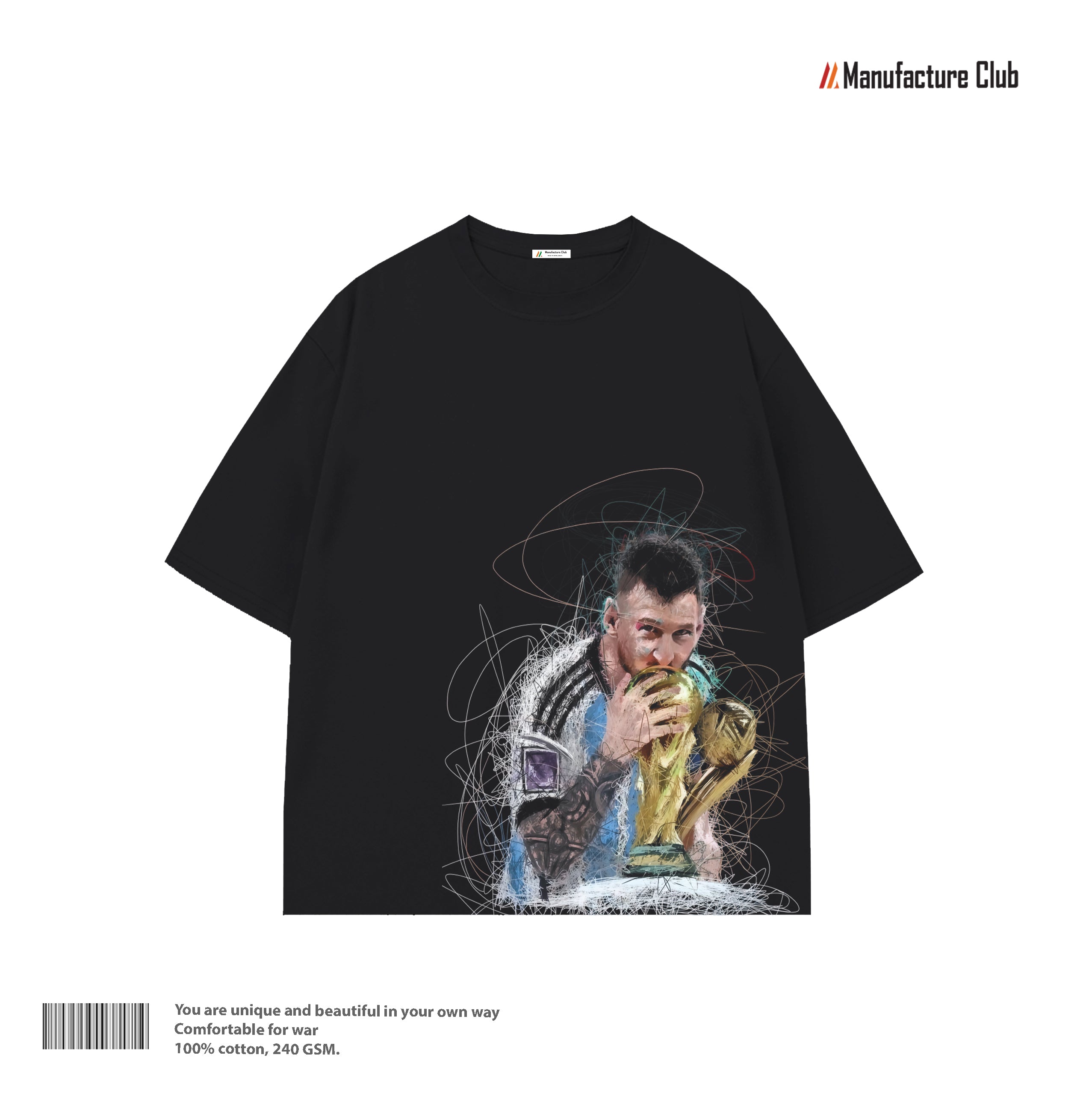 T-SHIRT / MESSI TROPHY KISS SCRIBBLE