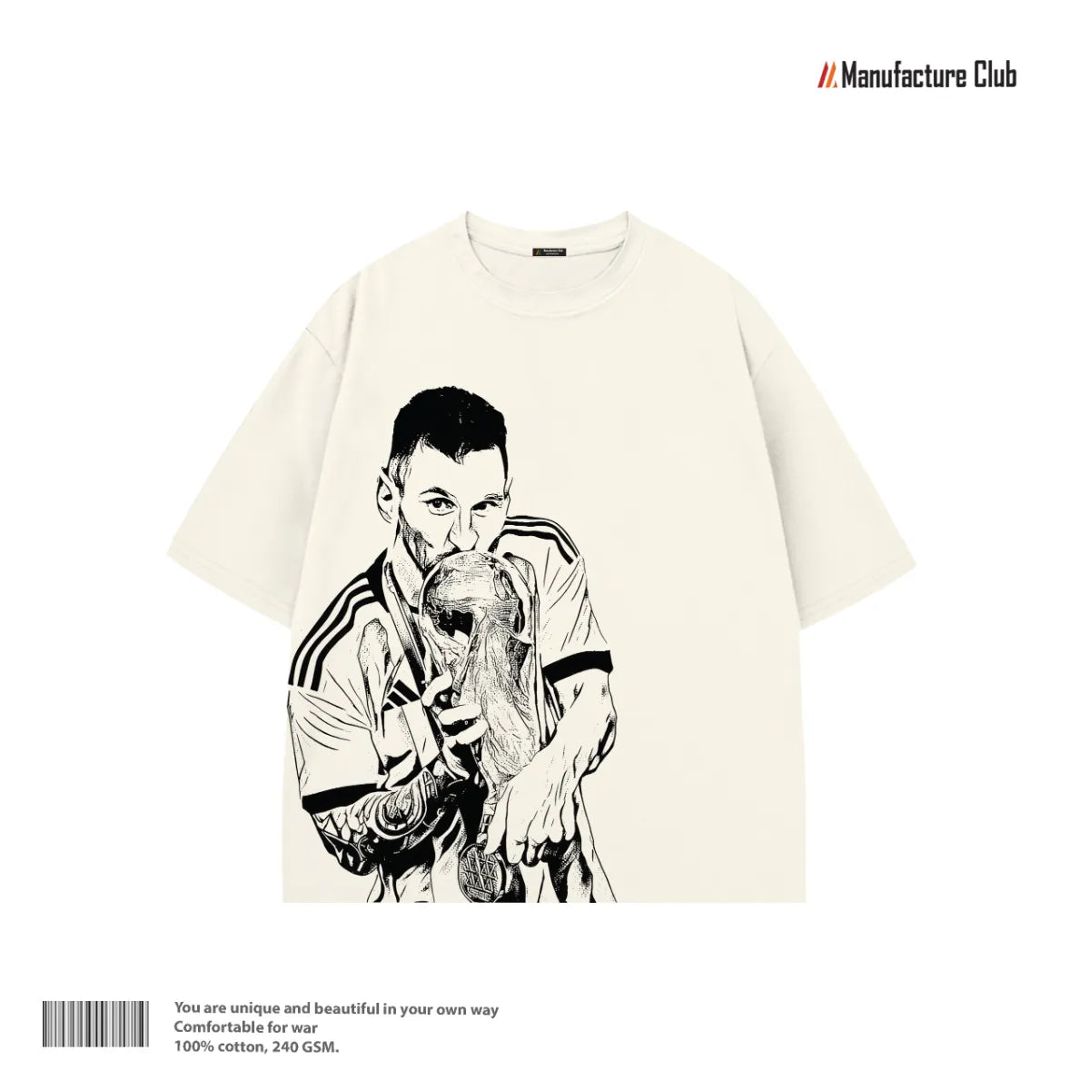 T-SHIRT / MESSI TROPHY KISS LINE-ART