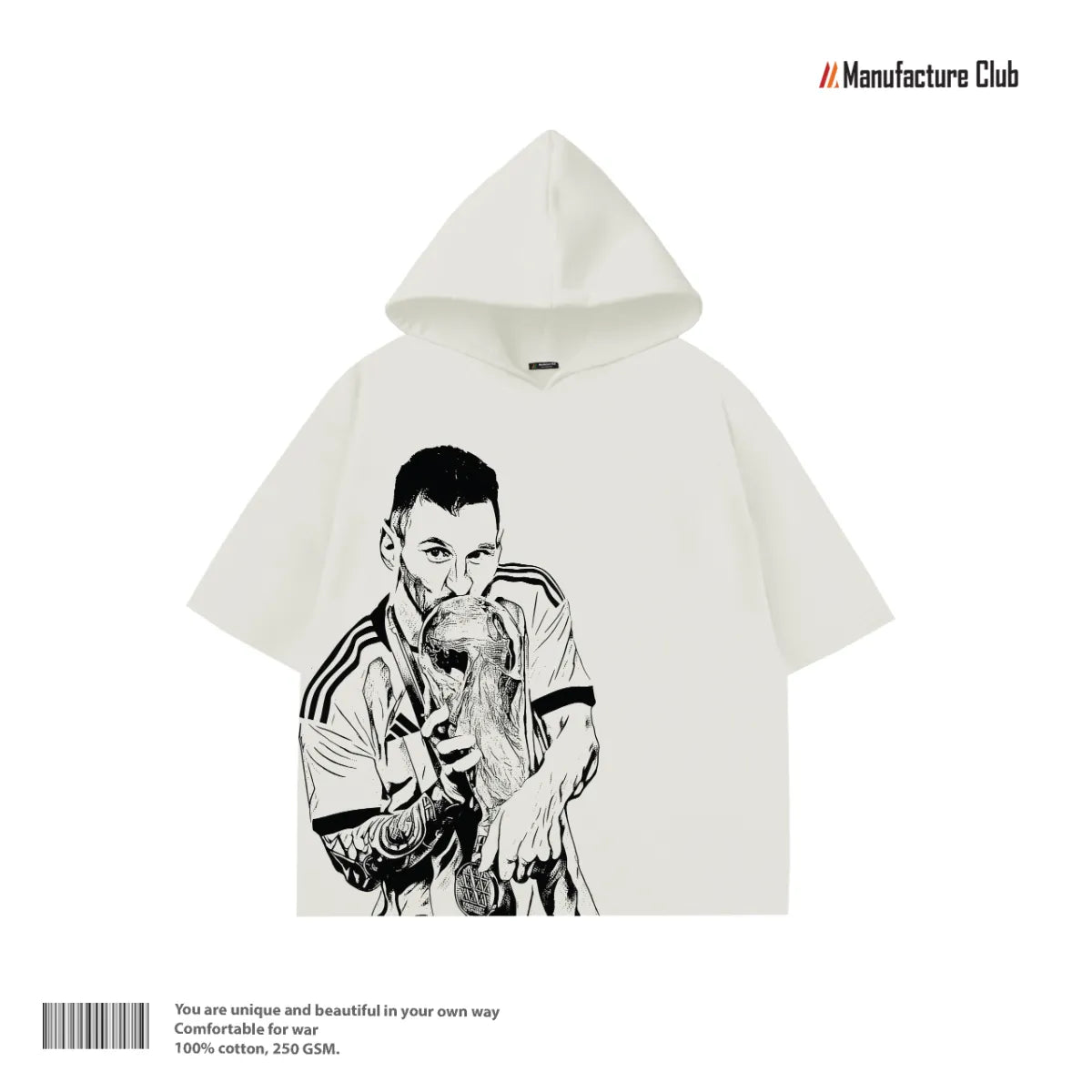HALF HOODIE / MESSI TROPHY KISS LINE-ART