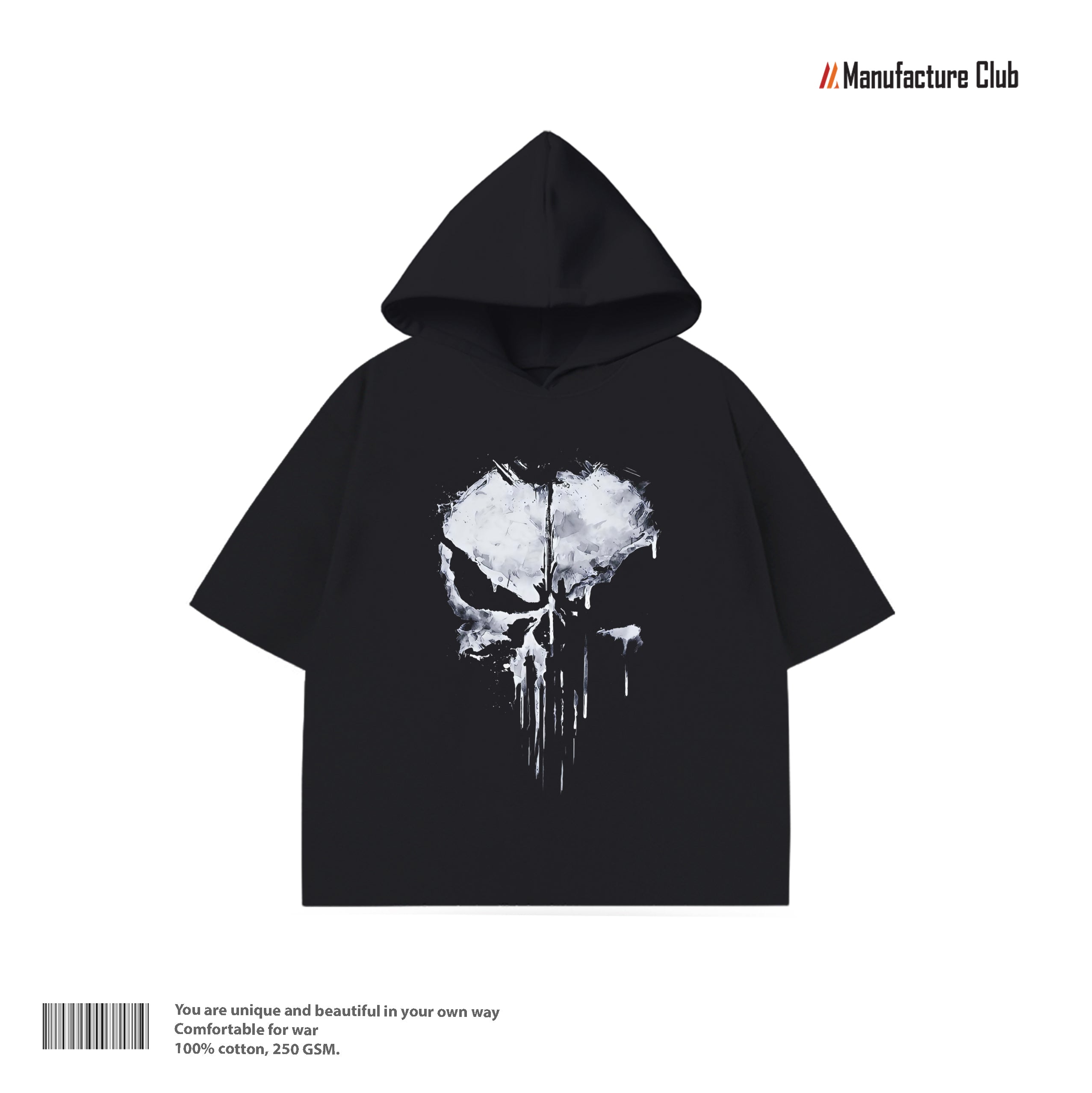 HALF HOODIE / THE PUNISHER GRUNGE SKULL
