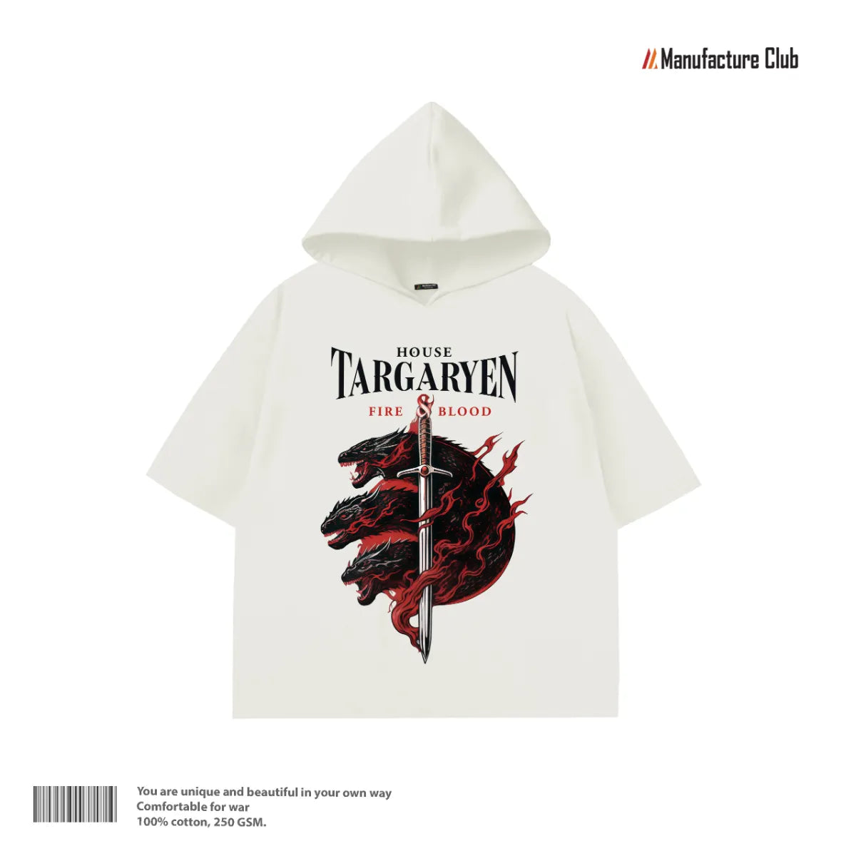 HALF HOODIE / HOUSE TARGARYEN FIRE & BLOOD