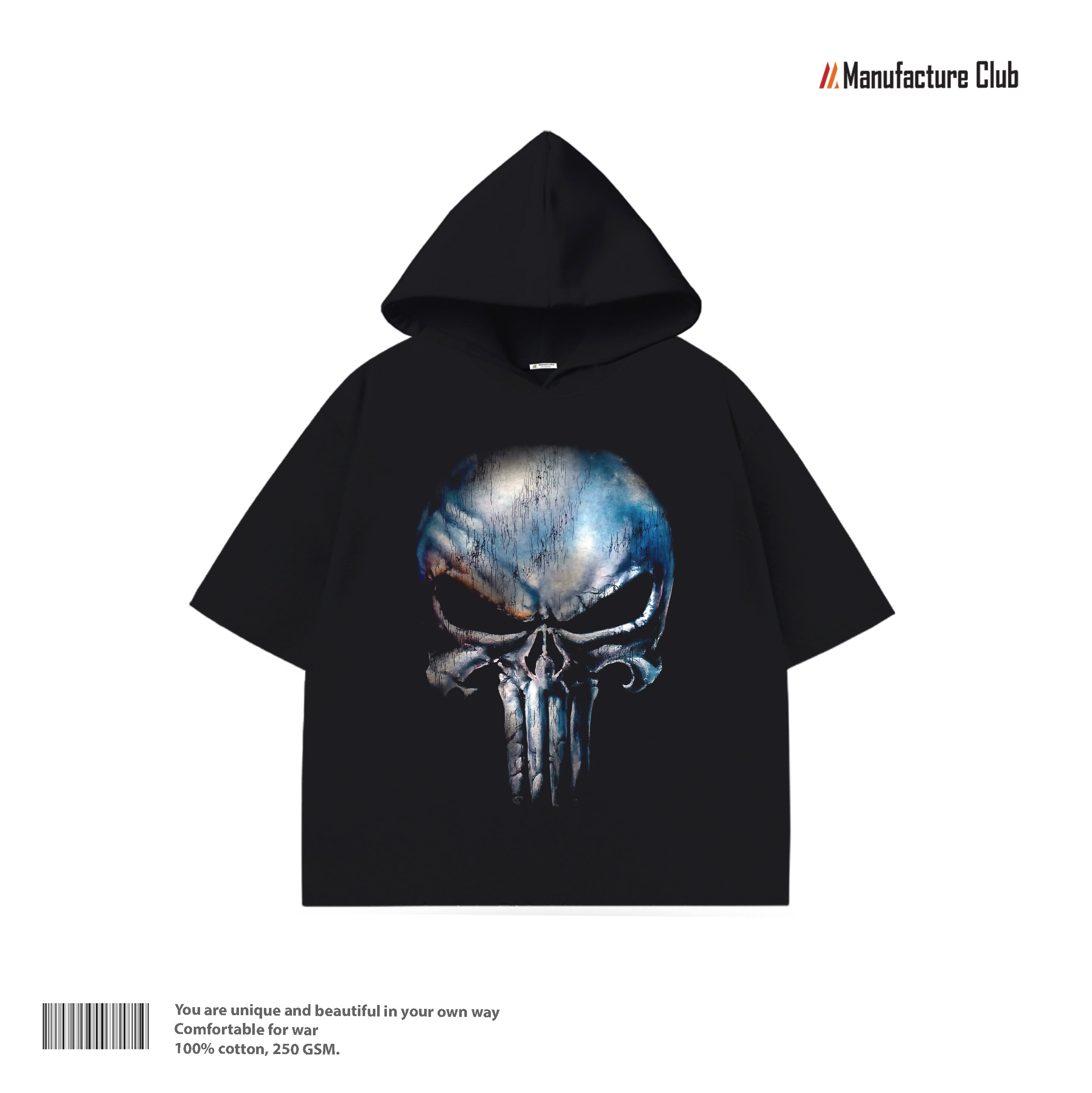 HALF HOODIE / PUNISHER METALLIC SKULL