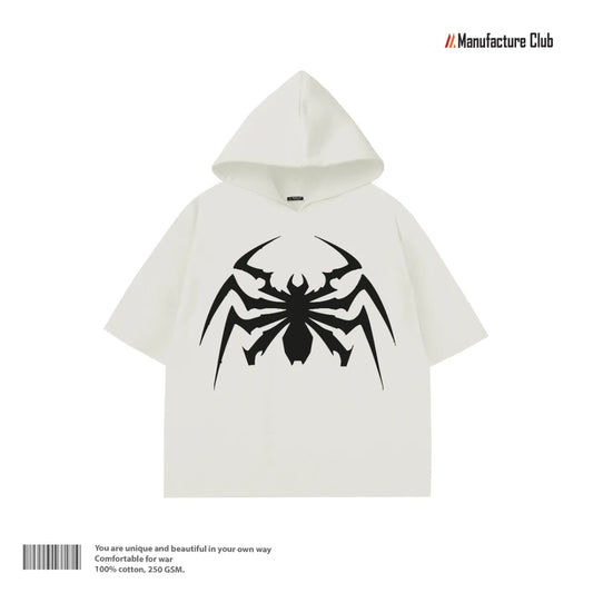 HALF HOODIE / TRIBAL SPIDER BLACK