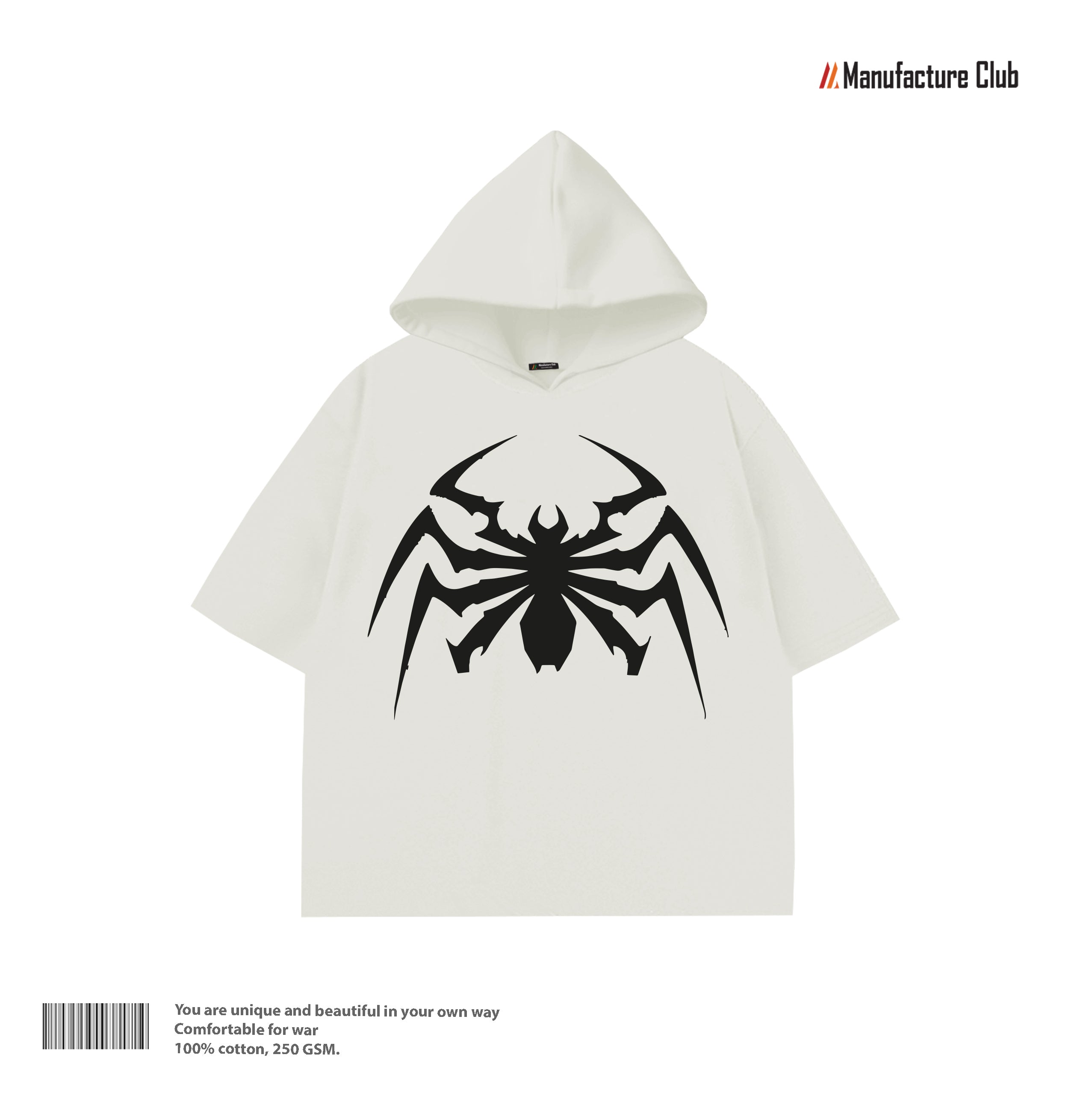 HALF HOODIE / TRIBAL SPIDER BLACK